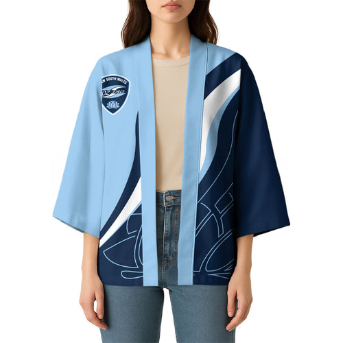 Personalized New South Wales Oztag Kimono Abstract Wave Line Art