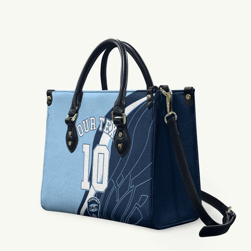 Personalized New South Wales Oztag Leather Bag Abstract Wave Line Art