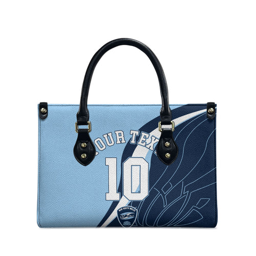 Personalized New South Wales Oztag Leather Bag Abstract Wave Line Art