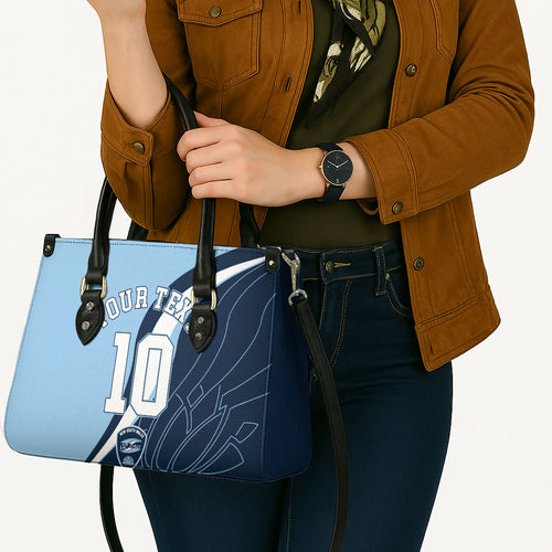 Personalized New South Wales Oztag Leather Bag Abstract Wave Line Art