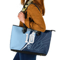 Personalized New South Wales Oztag Leather Tote Bag Abstract Wave Line Art