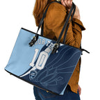 Personalized New South Wales Oztag Leather Tote Bag Abstract Wave Line Art