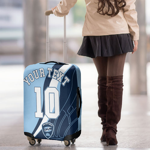 Personalized New South Wales Oztag Luggage Cover Abstract Wave Line Art