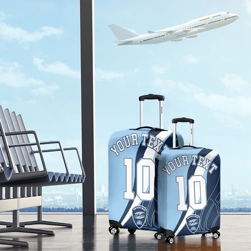 Personalized New South Wales Oztag Luggage Cover Abstract Wave Line Art