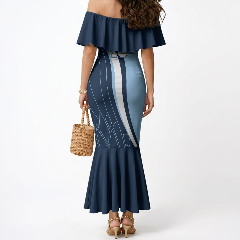 Personalized New South Wales Oztag Mermaid Dress Abstract Wave Line Art