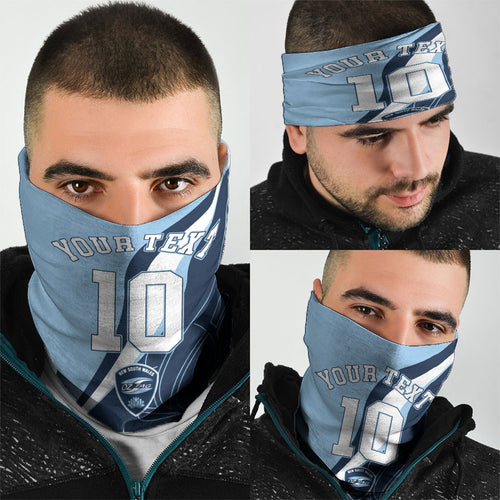 Personalized New South Wales Oztag Neck Gaiter Abstract Wave Line Art