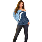 Personalized New South Wales Oztag Off Shoulder Sweater Abstract Wave Line Art