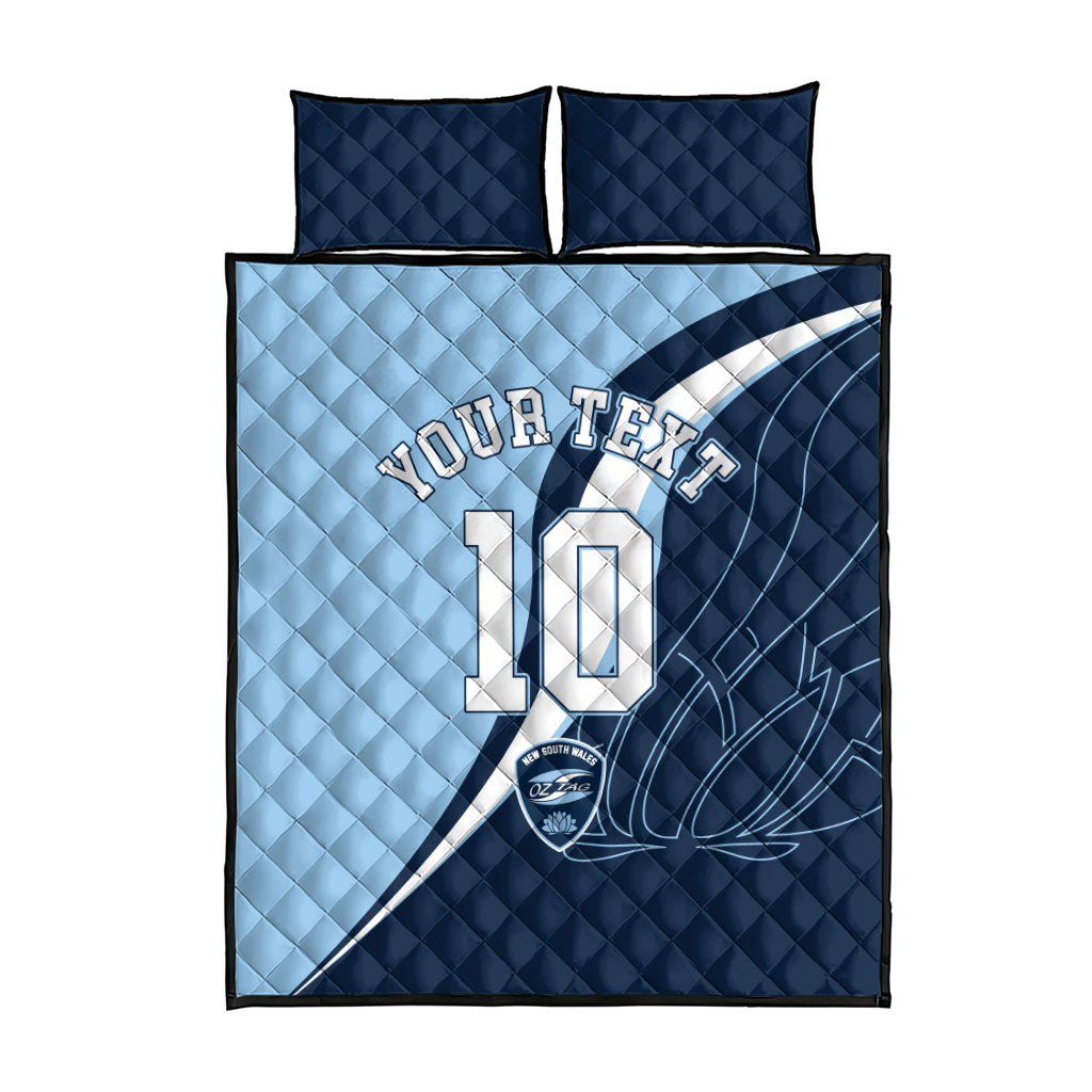 Personalized New South Wales Oztag Quilt Bed Set Abstract Wave Line Art