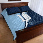 Personalized New South Wales Oztag Quilt Bed Set Abstract Wave Line Art