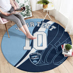 Personalized New South Wales Oztag Round Carpet Abstract Wave Line Art
