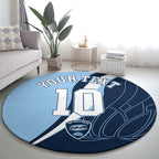 Personalized New South Wales Oztag Round Carpet Abstract Wave Line Art