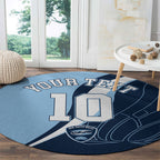 Personalized New South Wales Oztag Round Carpet Abstract Wave Line Art