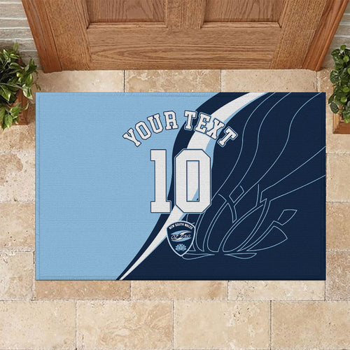 Personalized New South Wales Oztag Rubber Doormat Abstract Wave Line Art