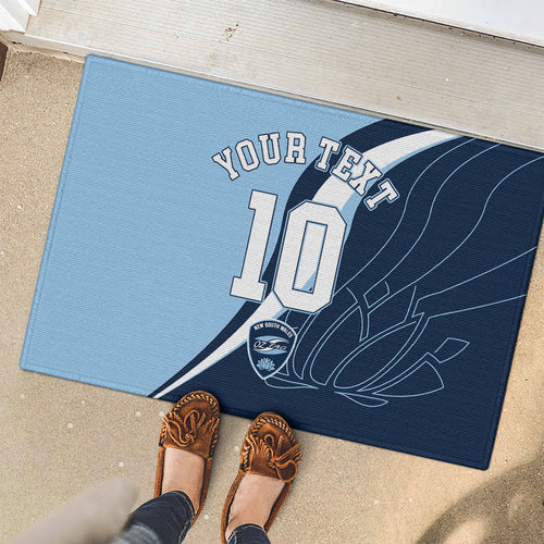 Personalized New South Wales Oztag Rubber Doormat Abstract Wave Line Art