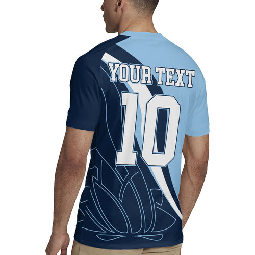 Personalized New South Wales Oztag Rugby Jersey Abstract Wave Line Art