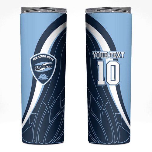 Personalized New South Wales Oztag Skinny Tumbler Abstract Wave Line Art