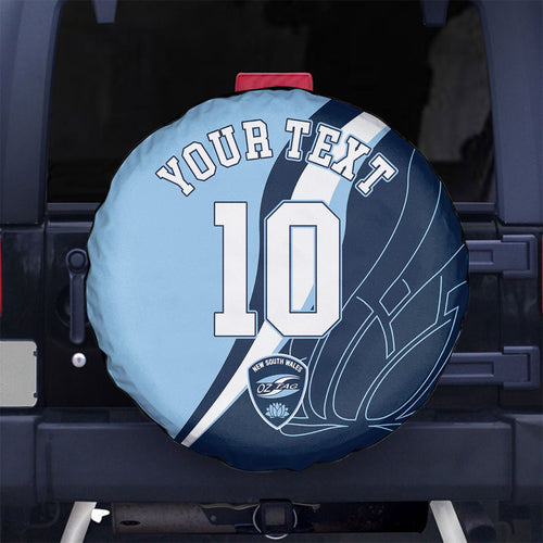 Personalized New South Wales Oztag Spare Tire Cover Abstract Wave Line Art