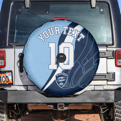 Personalized New South Wales Oztag Spare Tire Cover Abstract Wave Line Art