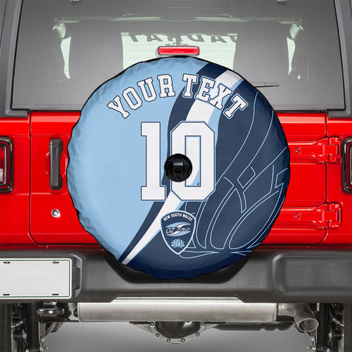 Personalized New South Wales Oztag Spare Tire Cover Abstract Wave Line Art