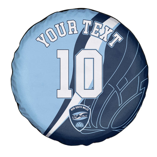 Personalized New South Wales Oztag Spare Tire Cover Abstract Wave Line Art