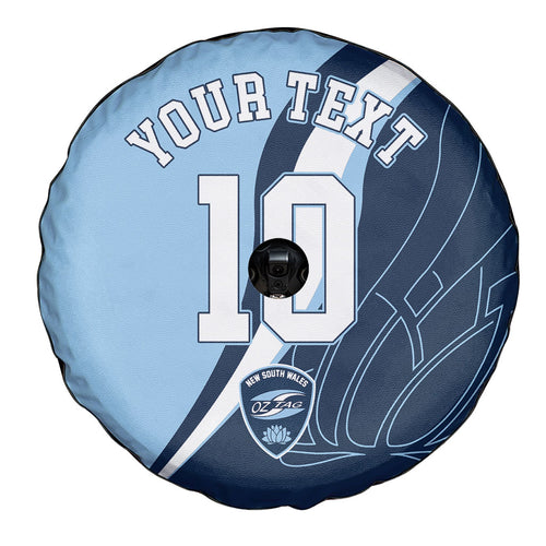 Personalized New South Wales Oztag Spare Tire Cover Abstract Wave Line Art
