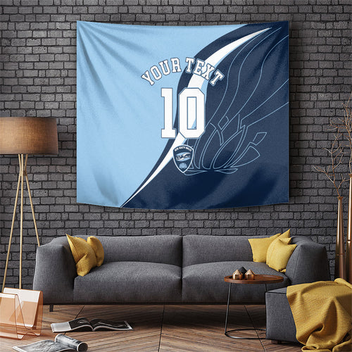 Personalized New South Wales Oztag Tapestry Abstract Wave Line Art