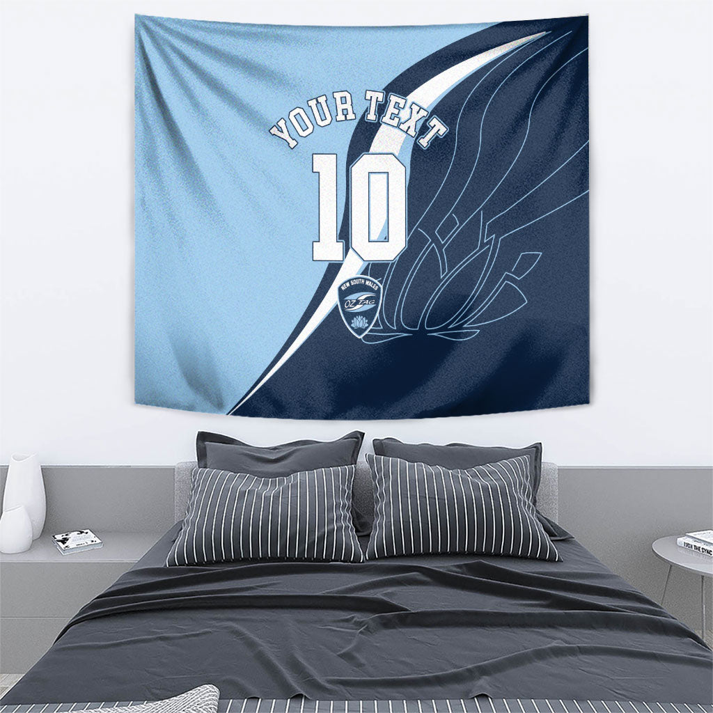 Personalized New South Wales Oztag Tapestry Abstract Wave Line Art