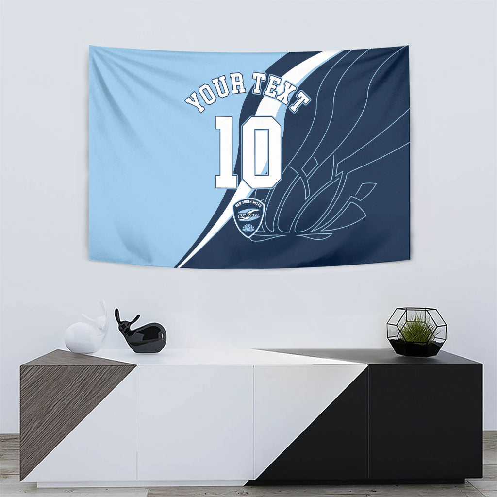 Personalized New South Wales Oztag Tapestry Abstract Wave Line Art