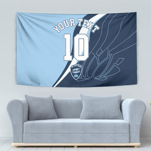 Personalized New South Wales Oztag Tapestry Abstract Wave Line Art