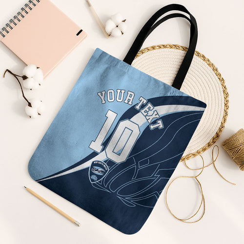 Personalized New South Wales Oztag Tote Bag Abstract Wave Line Art