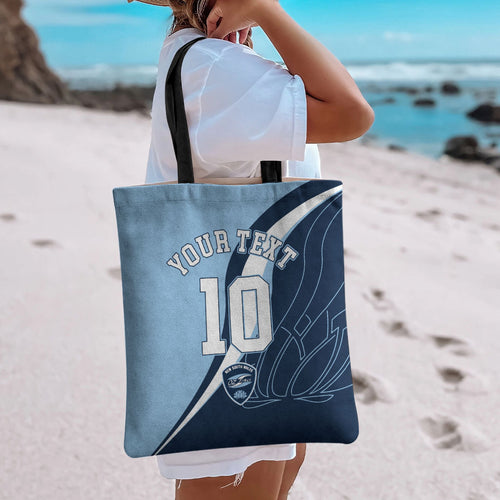 Personalized New South Wales Oztag Tote Bag Abstract Wave Line Art