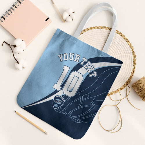 Personalized New South Wales Oztag Tote Bag Abstract Wave Line Art