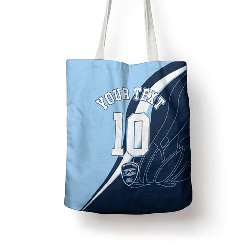Personalized New South Wales Oztag Tote Bag Abstract Wave Line Art
