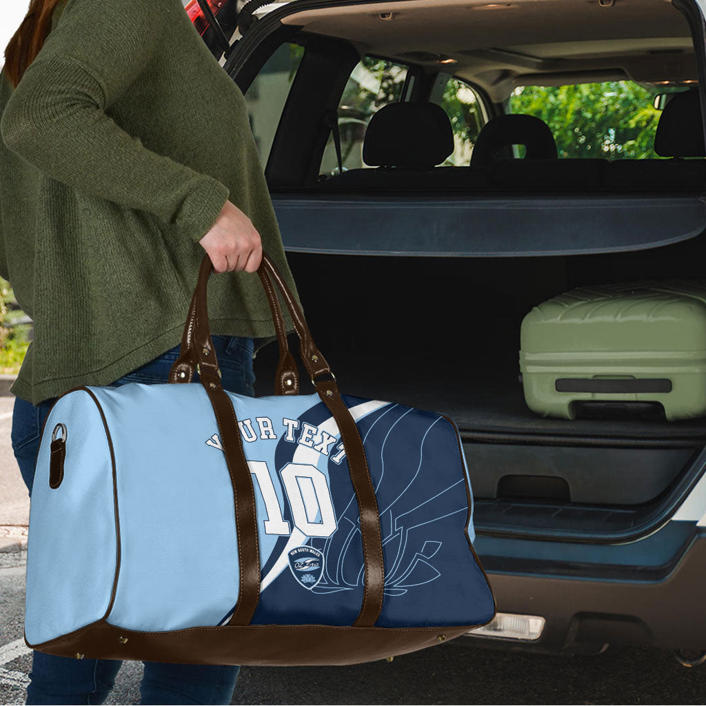 Personalized New South Wales Oztag Travel Bag Abstract Wave Line Art