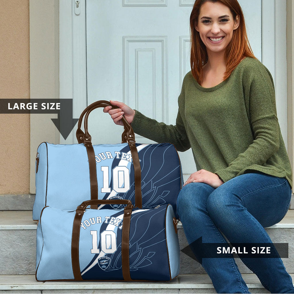 Personalized New South Wales Oztag Travel Bag Abstract Wave Line Art