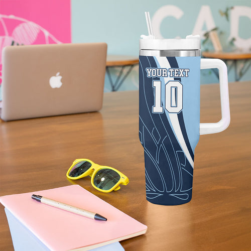 Personalized New South Wales Oztag Tumbler With Handle Abstract Wave Line Art