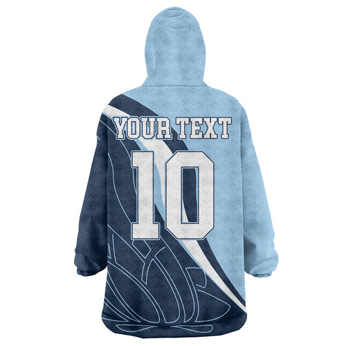 Personalized New South Wales Oztag Wearable Blanket Hoodie Abstract Wave Line Art