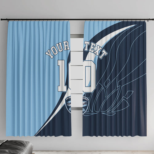 Personalized New South Wales Oztag Window Curtain Abstract Wave Line Art