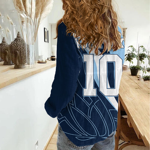 Personalized New South Wales Oztag Women Casual Shirt Abstract Wave Line Art