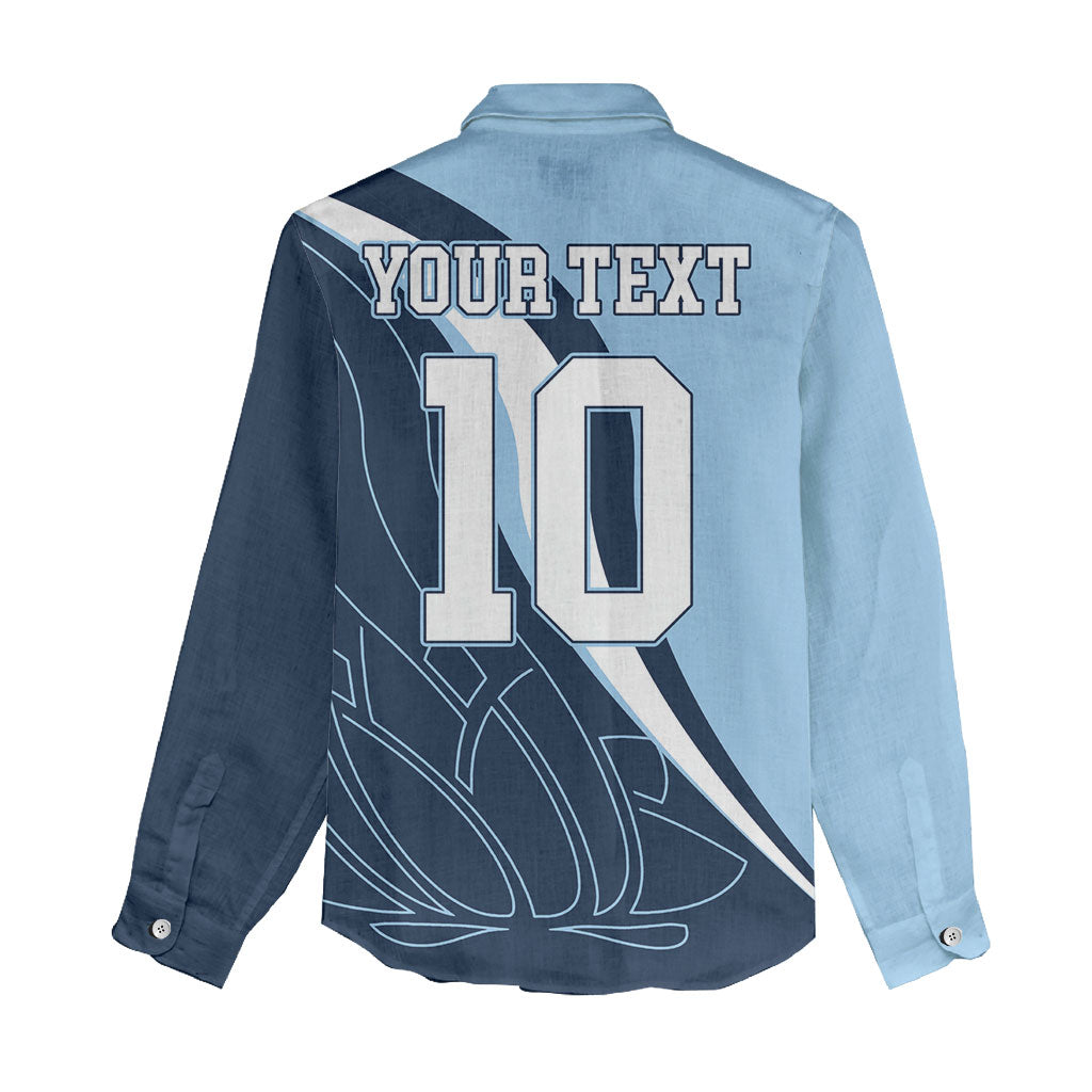 Personalized New South Wales Oztag Women Casual Shirt Abstract Wave Line Art