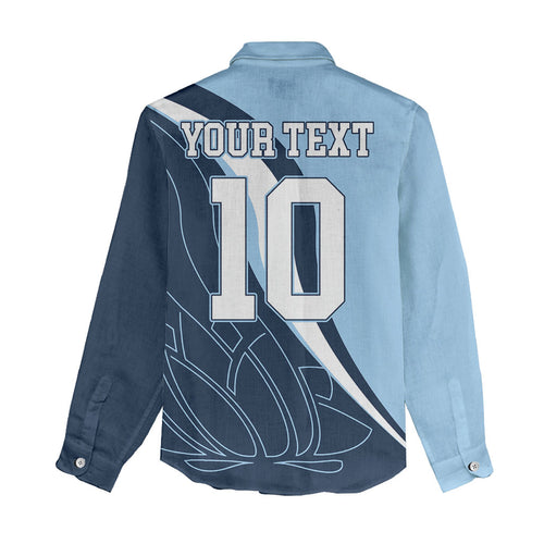 Personalized New South Wales Oztag Women Casual Shirt Abstract Wave Line Art