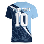 Personalized New South Wales Oztag Women V-Neck T-Shirt Abstract Wave Line Art