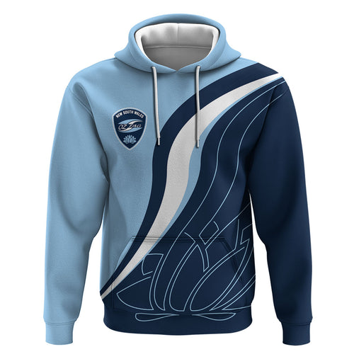 Personalized New South Wales Oztag Zip Hoodie Abstract Wave Line Art