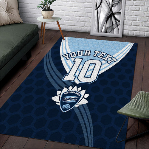 Personalized New South Wales Oztag Area Rug Hexagon Texture Chevron Pattern Art