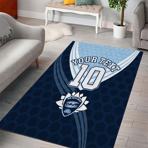 Personalized New South Wales Oztag Area Rug Hexagon Texture Chevron Pattern Art