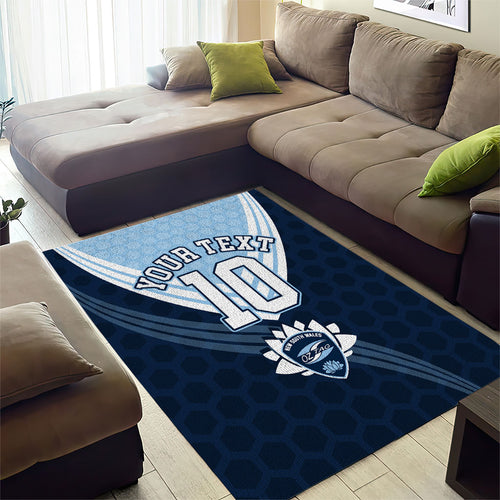 Personalized New South Wales Oztag Area Rug Hexagon Texture Chevron Pattern Art