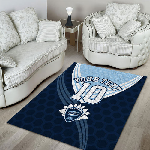 Personalized New South Wales Oztag Area Rug Hexagon Texture Chevron Pattern Art