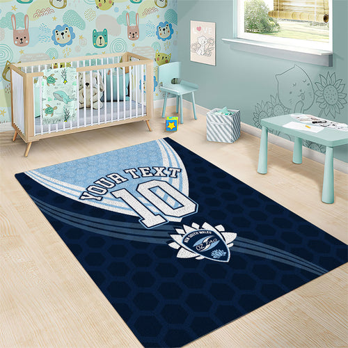 Personalized New South Wales Oztag Area Rug Hexagon Texture Chevron Pattern Art
