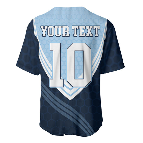 Personalized New South Wales Oztag Baseball Jersey Hexagon Texture Chevron Pattern Art