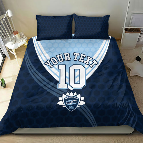 Personalized New South Wales Oztag Bedding Set Hexagon Texture Chevron Pattern Art